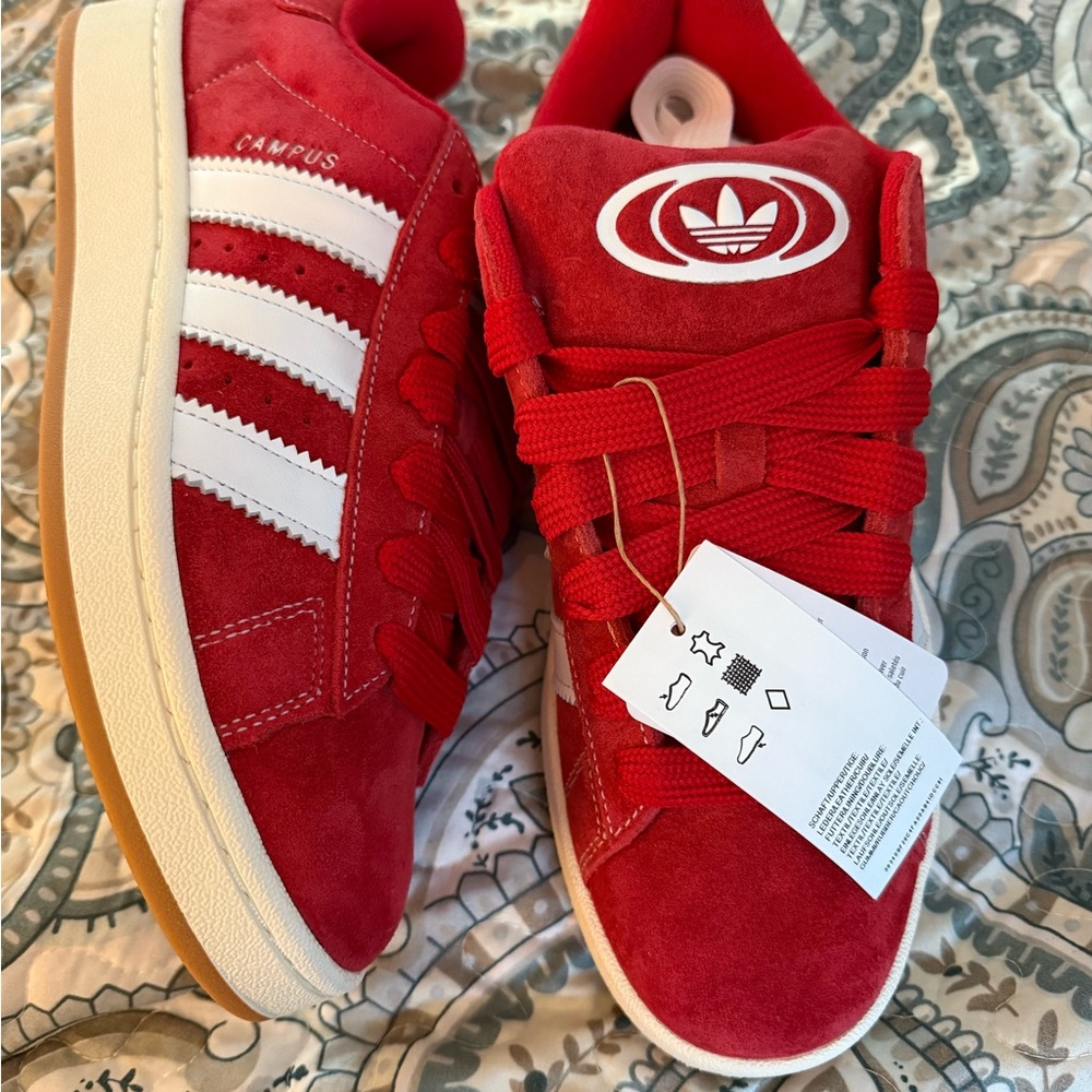 NWT Adidas Campus Red and White Sneakers